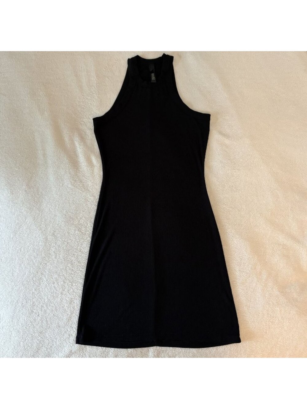 SKIMS Modal Mini Tank Dress M Black Ribbed Racerback Bodycon LBD Clean Girl